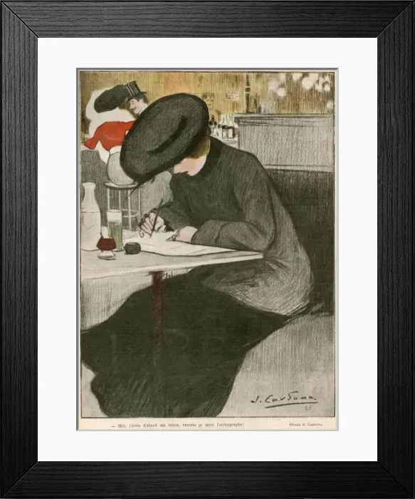 Framed Print : France / Woman Writing 20C Framed Print : France / Woman Writing 20C