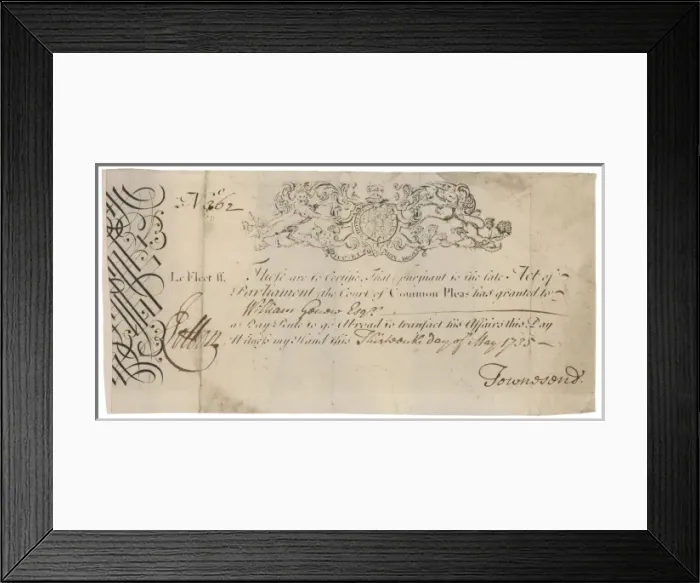 Framed Print : Debtors Certificate / 1735 Framed Print : Debtors Certificate / 1735