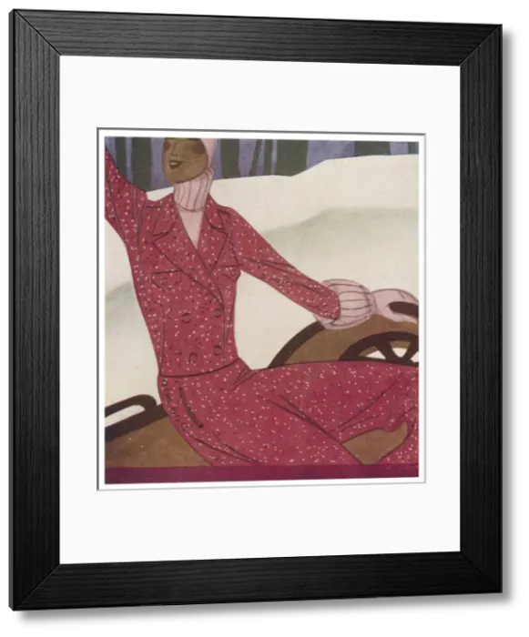 Framed Print : Female Type in Car 1929 Framed Print : Female Type in Car 1929