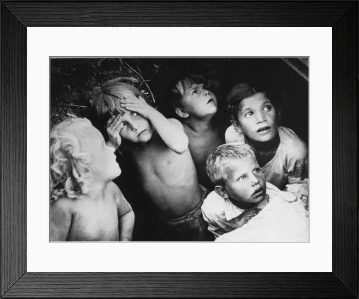Framed Print : Air Raid, Children In