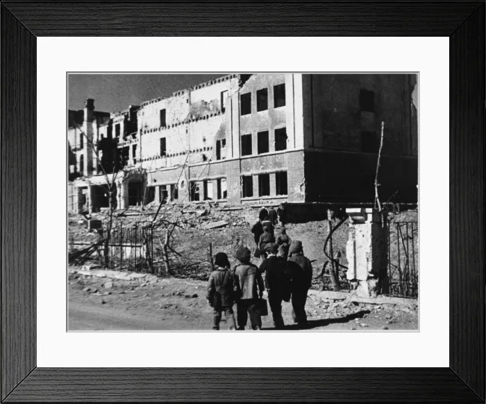Framed Print : Walk to School in Ruins Framed Print : Walk to School in Ruins