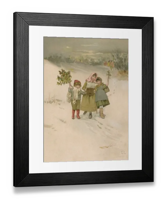 Framed Print : Children with Holly Framed Print : Children with Holly