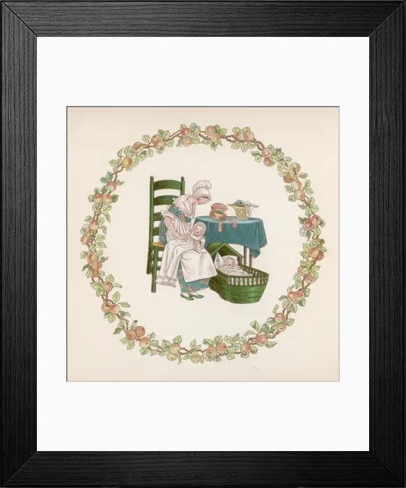 Framed Print : Mother & 2 Babies & Cot Framed Print : Mother & 2 Babies & Cot