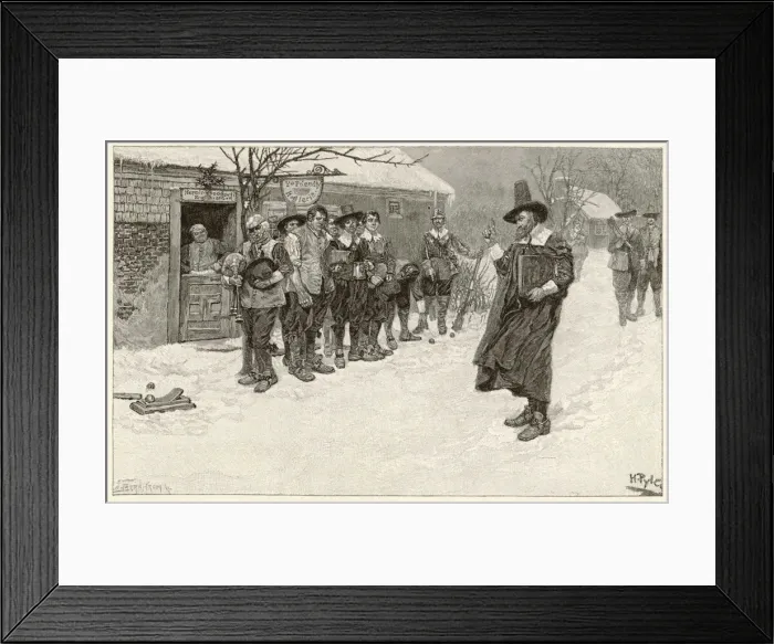 Framed Print : Puritan Christmas 1621