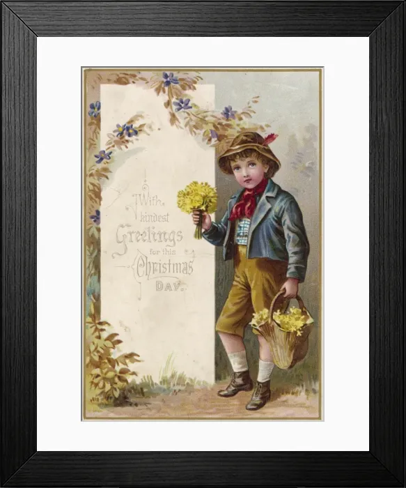 Framed Print : Card : Boy, Bouquet Framed Print : Card : Boy, Bouquet