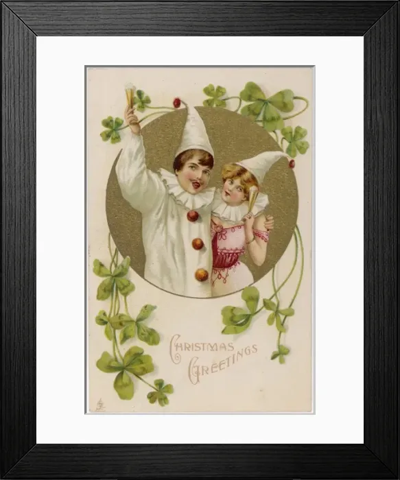 Framed Print : Card - Clown Children Framed Print : Card - Clown Children