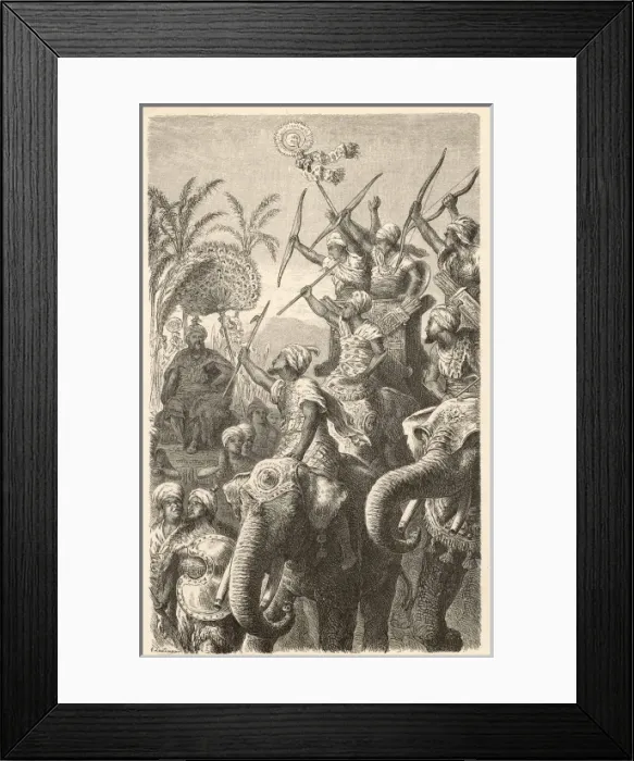 Framed Print : Porus Gathers Elephants Framed Print : Porus Gathers Elephants