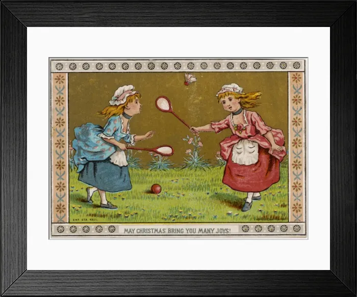 Framed Print : Girls Play Battledore Framed Print : Girls Play Battledore