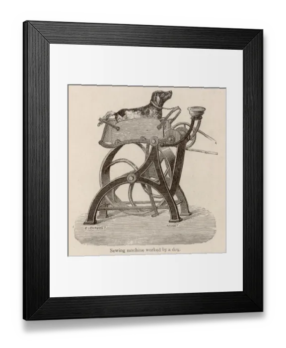 Framed Print : Sewing Machine Dog Power Framed Print : Sewing Machine Dog Power
