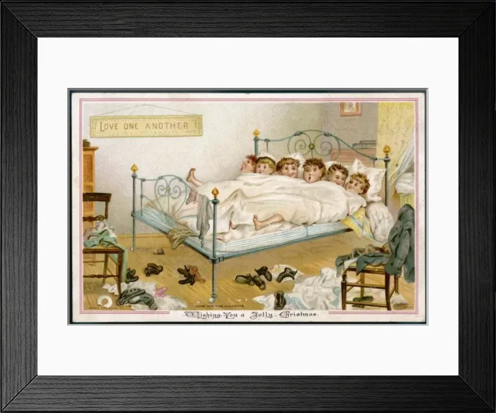 Framed Print : Six Boys in Bed C1880 Framed Print : Six Boys in Bed C1880