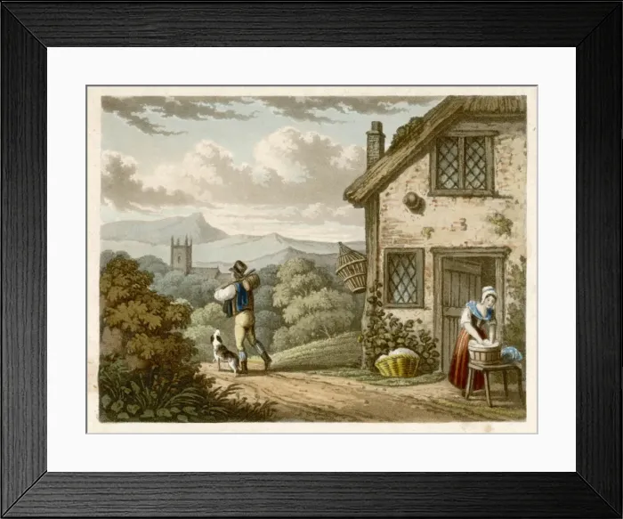 Framed Print : Aquatint / Country / Morning Framed Print : Aquatint / Country / Morning