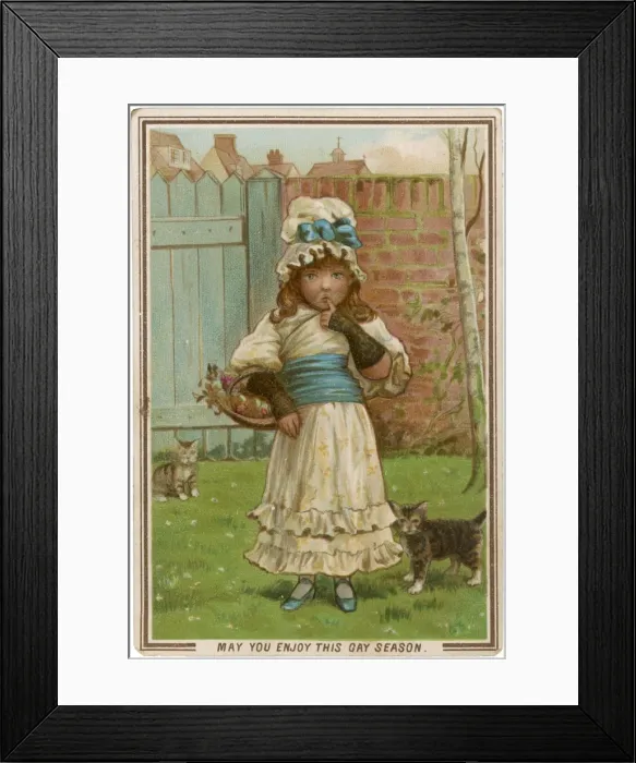 Framed Print : Cute Girl with Kittens Framed Print : Cute Girl with Kittens