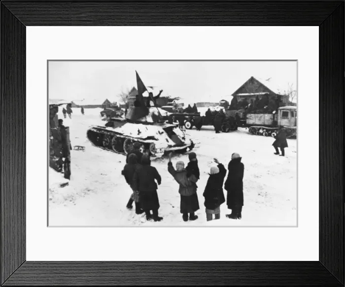 Framed Print : Tank Liberates Village Framed Print : Tank Liberates Village