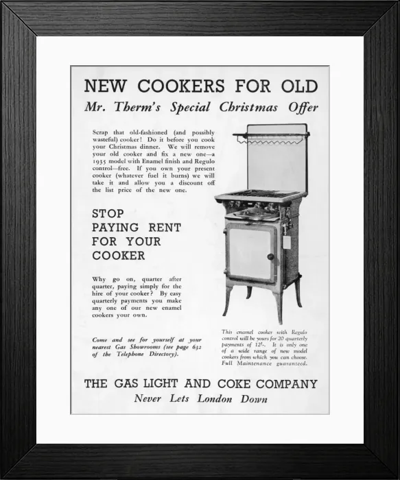 Framed Print : Gas Light Cooker 1935 Framed Print : Gas Light Cooker 1935