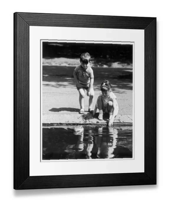 Framed Print : Children Play Near Water Framed Print : Children Play Near Water