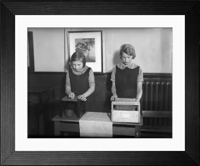 Framed Print : Girls Making Stools Framed Print : Girls Making Stools