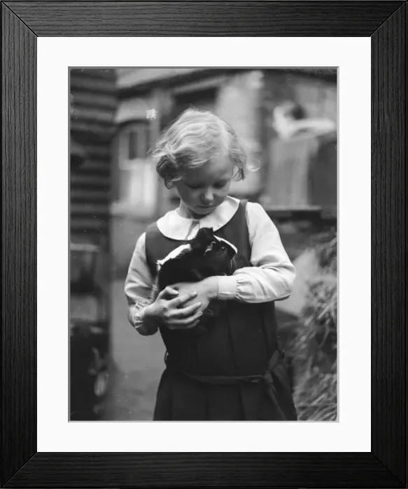 Framed Print : Girl and Pet Guinea Pig - 1 Framed Print : Girl and Pet Guinea Pig - 1