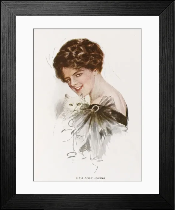 Framed Print : Woman with Persian Cat Framed Print : Woman with Persian Cat