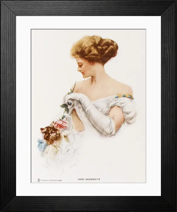Framed Print : Woman with Cat & Rose Framed Print : Woman with Cat & Rose