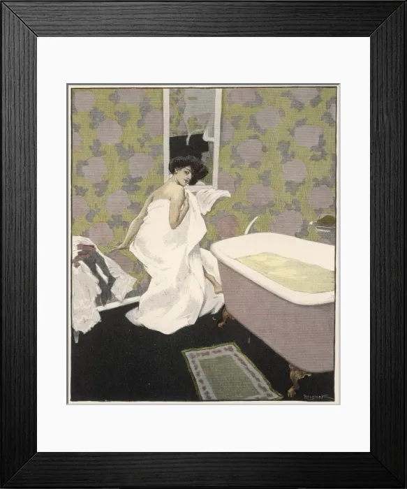 Framed Print : Lady in Bathroom C1908 Framed Print : Lady in Bathroom C1908