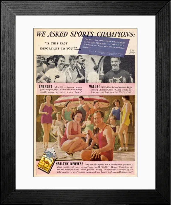 Framed Print : Advert / Camel Cigs 1935 Framed Print : Advert / Camel Cigs 1935