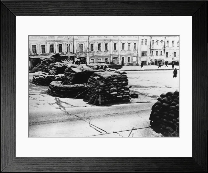 Framed Print : Sandbags in Moscow Framed Print : Sandbags in Moscow