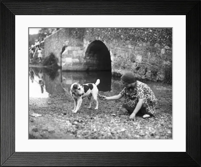 Framed Print : Girl and Terrier Framed Print : Girl and Terrier