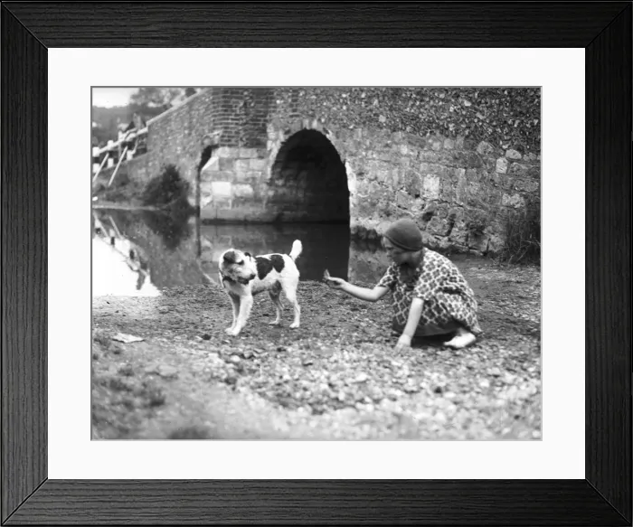 Framed Print : Girl and Terrier Framed Print : Girl and Terrier
