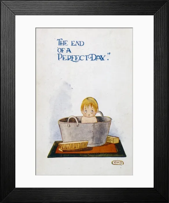 Framed Print : Child in Zinc Bath 1919 Framed Print : Child in Zinc Bath 1919