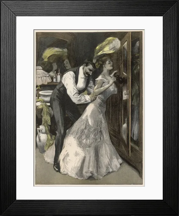 Framed Print : Man Helps Woman Dress Framed Print : Man Helps Woman Dress