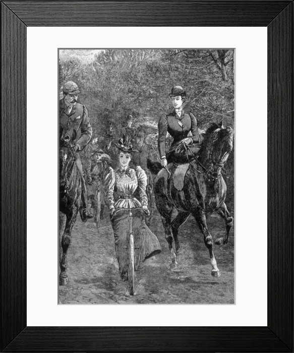 Framed Print : Cycling with Horses 1896 Framed Print : Cycling with Horses 1896
