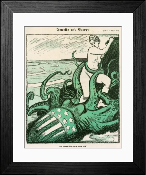 Framed Print : America Strangles Europe Framed Print : America Strangles Europe