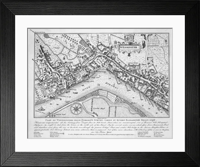 Framed Print : Westminster / 1593 / Map Framed Print : Westminster / 1593 / Map