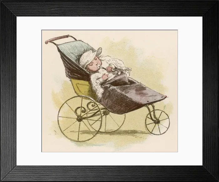 Framed Print : Baby in Pram / Dummy 1884 Framed Print : Baby in Pram / Dummy 1884