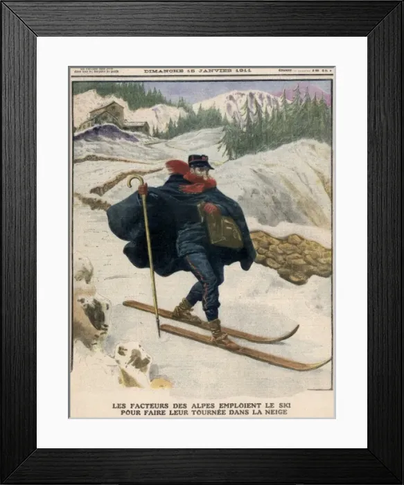 Framed Print : Postman on Ski Framed Print : Postman on Ski