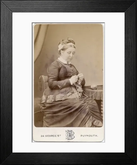 Framed Print : Victorian Lady Knitting Framed Print : Victorian Lady Knitting