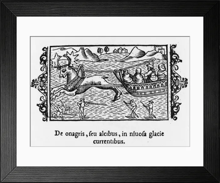 Framed Print : Elk-Drawn Sleigh Framed Print : Elk-Drawn Sleigh