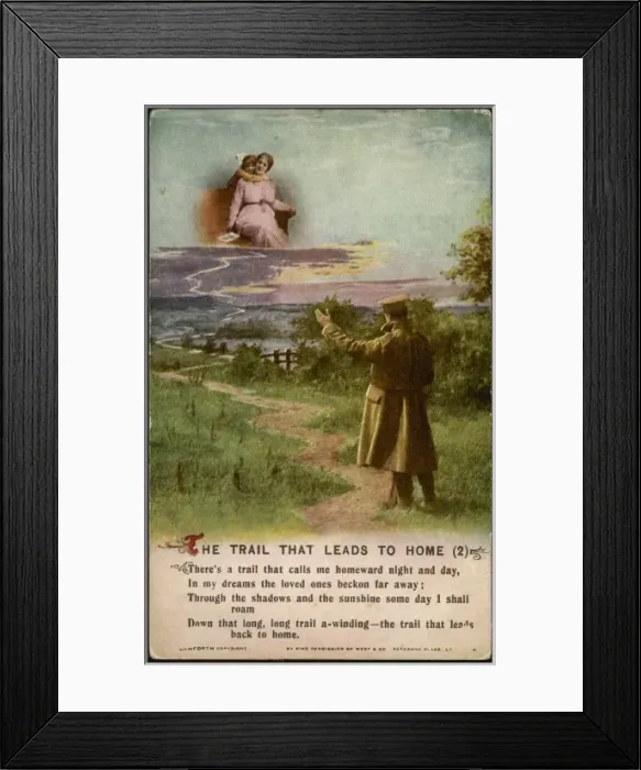 Framed Print : Ww1 Postcard Trail Home Framed Print : Ww1 Postcard Trail Home