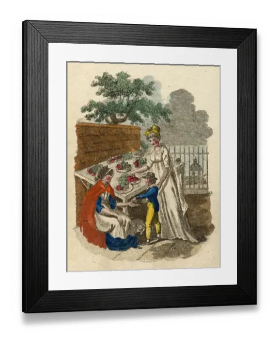 Framed Print : Apple Seller & Customer Framed Print : Apple Seller & Customer