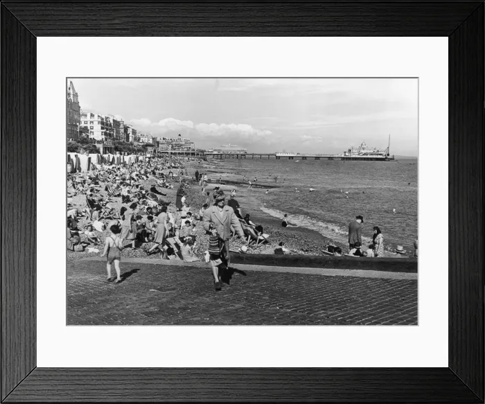 Framed Print : Eastbourne Beach 1947 Framed Print : Eastbourne Beach 1947