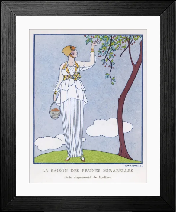 Framed Print : Bon Ton Girl Picks Plums Framed Print : Bon Ton Girl Picks Plums