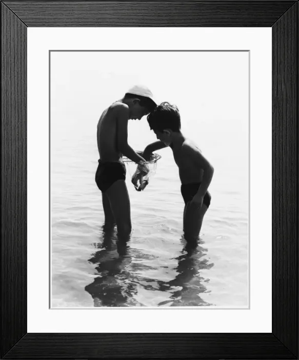 Framed Print : Boys Hunting for Crabs Framed Print : Boys Hunting for Crabs