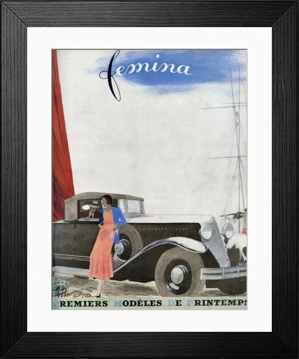 Framed Print : Couple and Car 1931 Framed Print : Couple and Car 1931