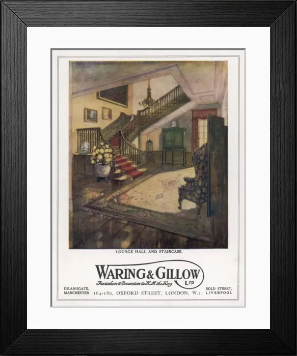 Framed Print : Lounge and Hallway 1916 Framed Print : Lounge and Hallway 1916