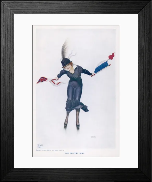 Framed Print : Patriotic Skater / C. 1915 Framed Print : Patriotic Skater / C. 1915