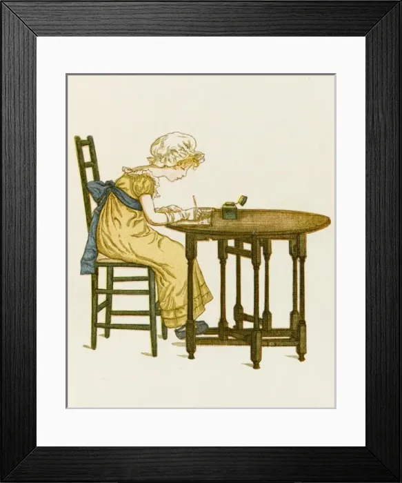 Framed Print : Girl Writing (G way) Framed Print : Girl Writing (G way)