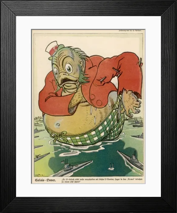 Framed Print : WW1 / 1916 / J BULL U-BOATS Framed Print : WW1 / 1916 / J BULL U-BOATS