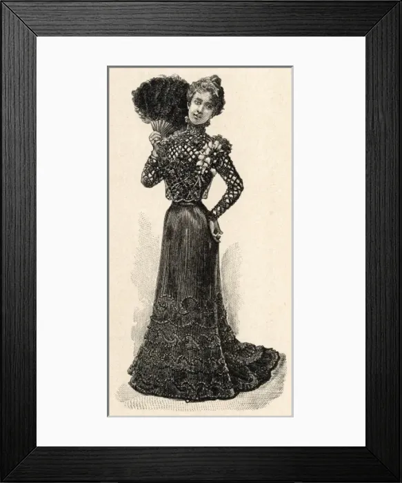 Framed Print : Costume / Feather Fan / 1900 Framed Print : Costume / Feather Fan / 1900