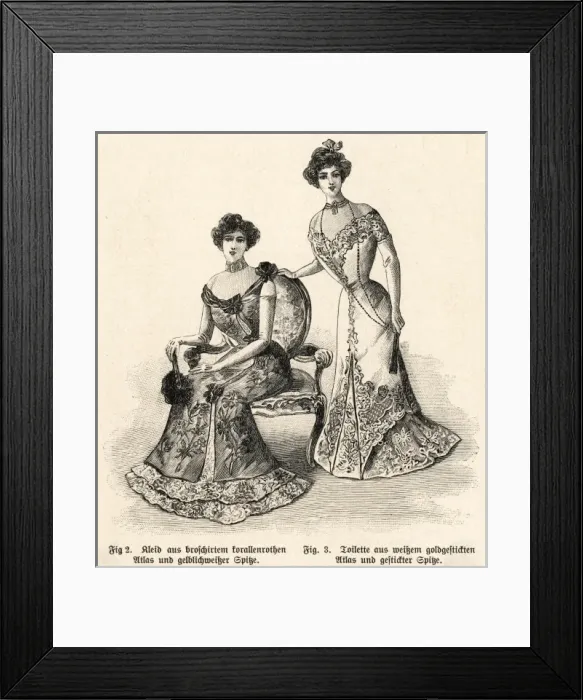 Framed Print : Dinner Dresses 1900  /  Liz