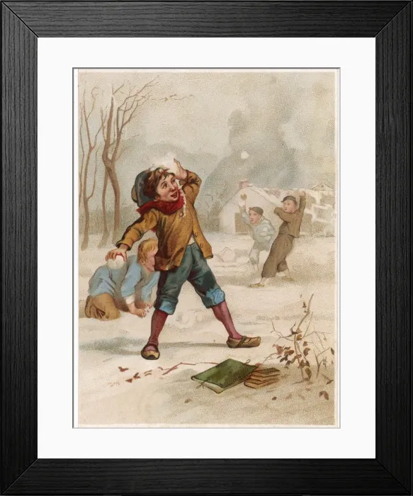 Framed Print : Schoolboys Snowballing / Framed Print : Schoolboys Snowballing /